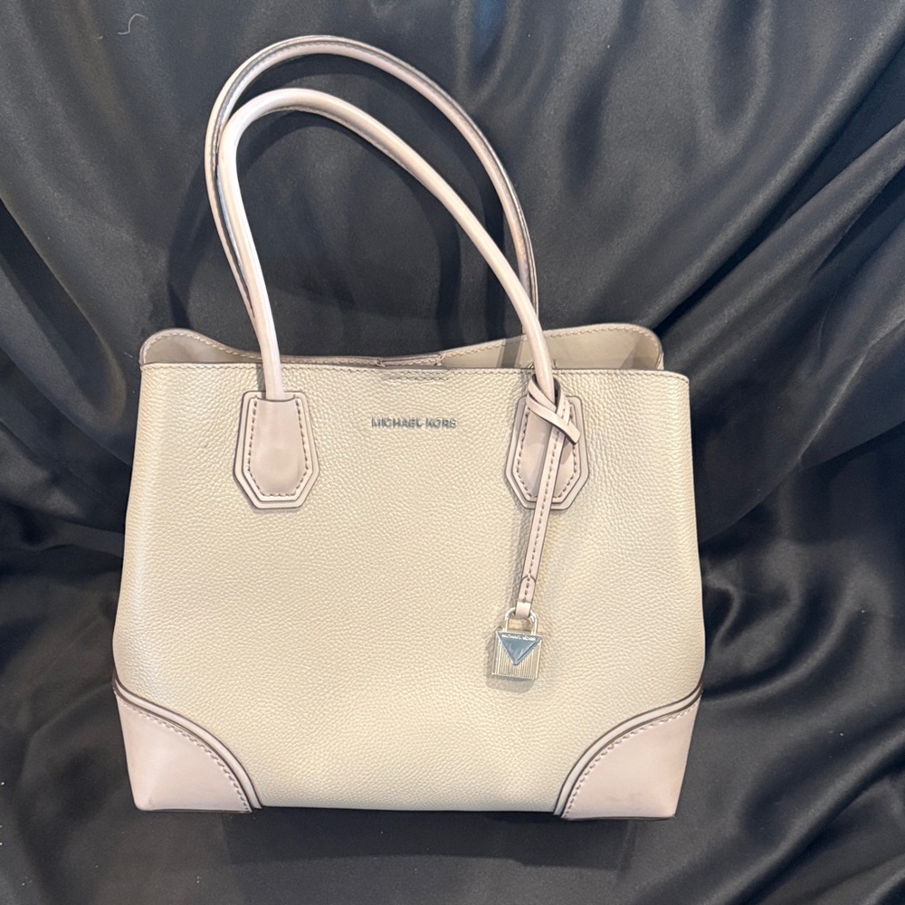 Michael Kors Light Gray Textured Satchel